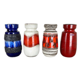 Ensemble de quatre vases de lave en poterie vintage fabriqués par Scheurich, Allemagne, années 1970