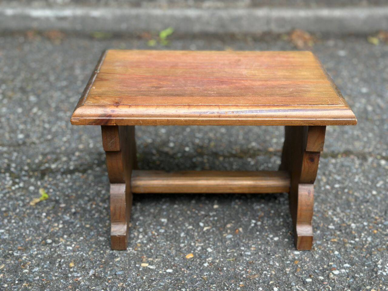 Small solid oak farmhouse footstool