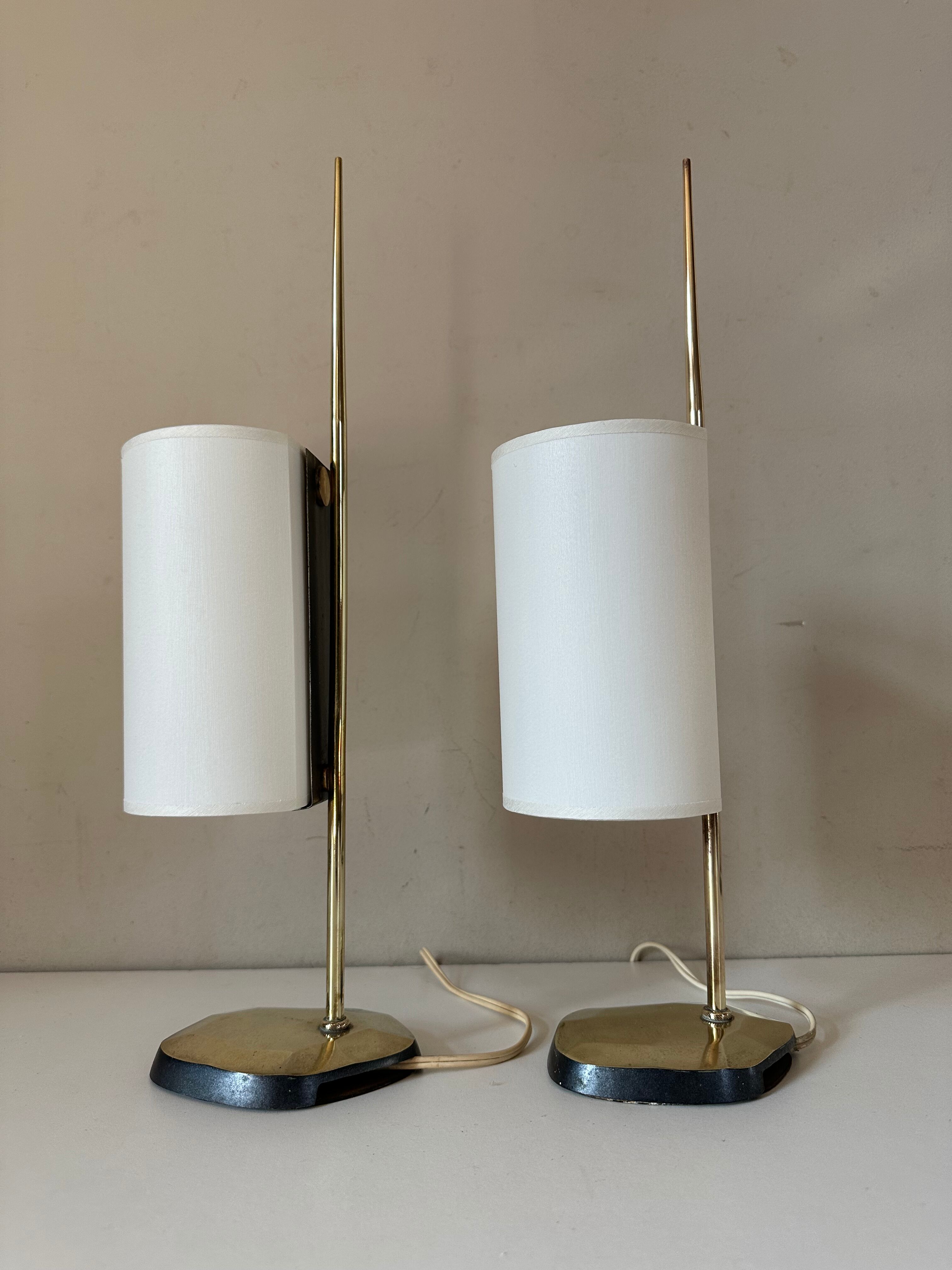Pair of vintage brass lamps design 60 years