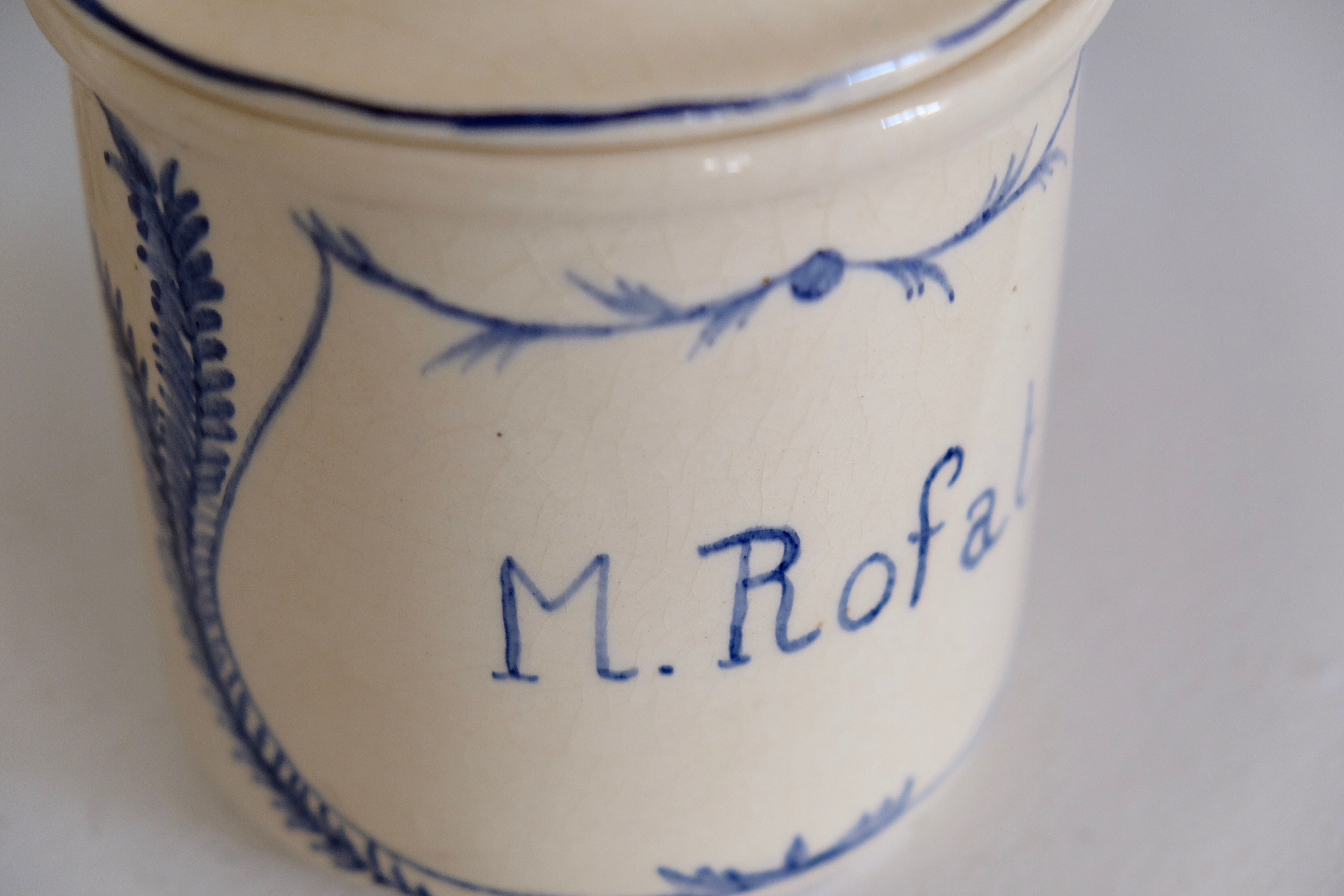 Personalized medicinal herb pot in hand-painted ceramic
