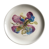 Plate signed by Zao wou - ki 1986, Orchid design