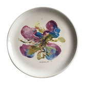 Plate signed by Zao wou - ki 1986, Orchid design