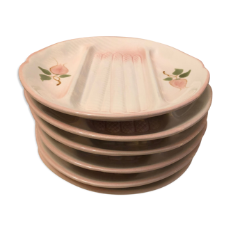 Set of six asparagus plates in dabbling