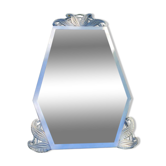 Miroir ancien biseauté à décor feuillage – Style Art déco