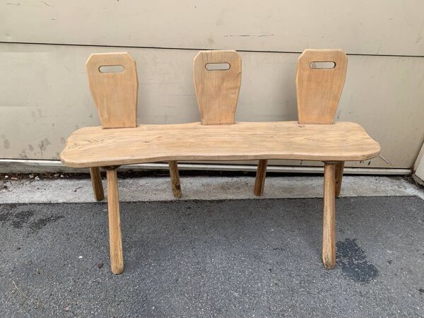 Petit banc 3 place style brutaliser en chêne
