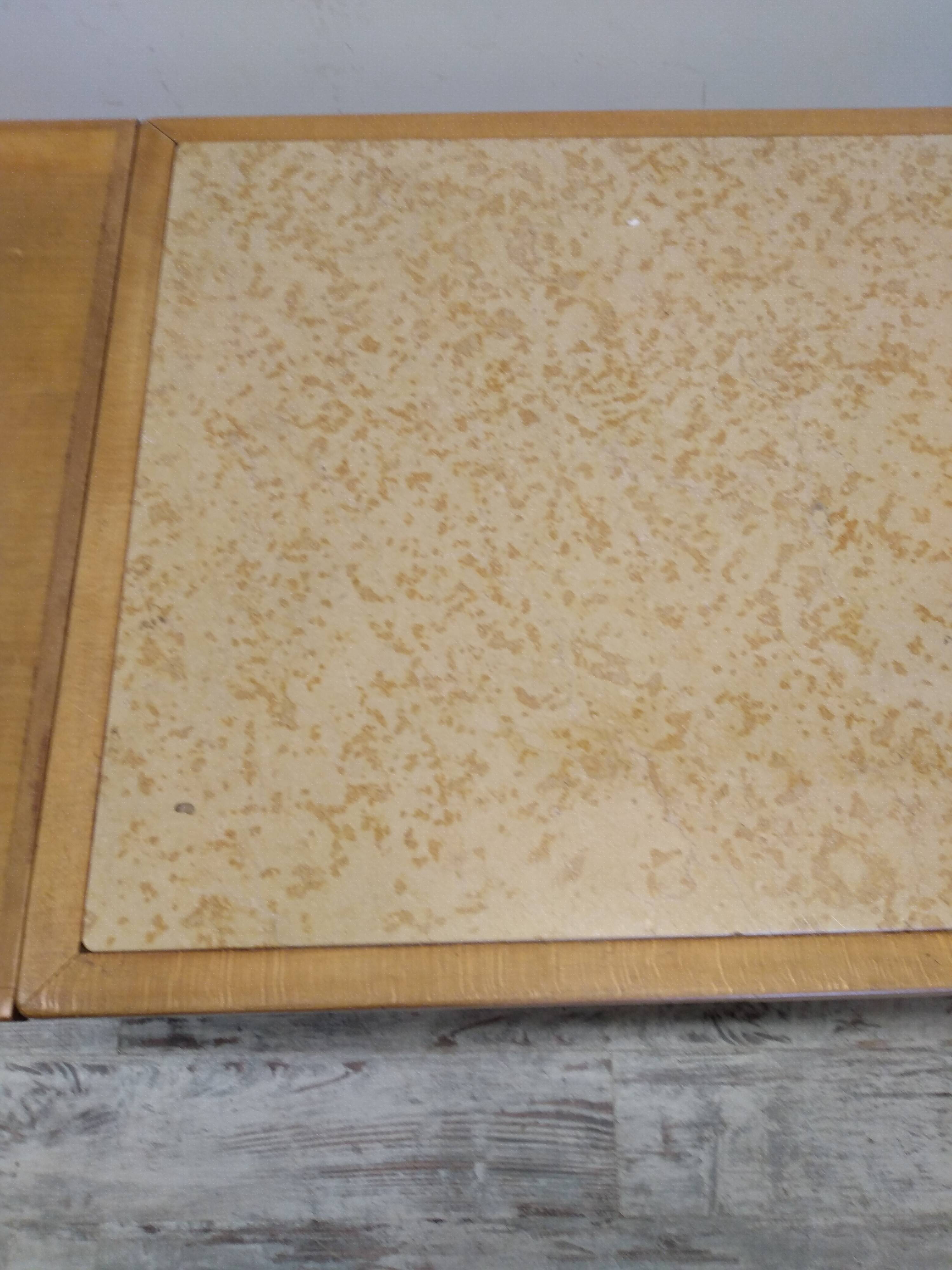 Wood and marble table with extensions