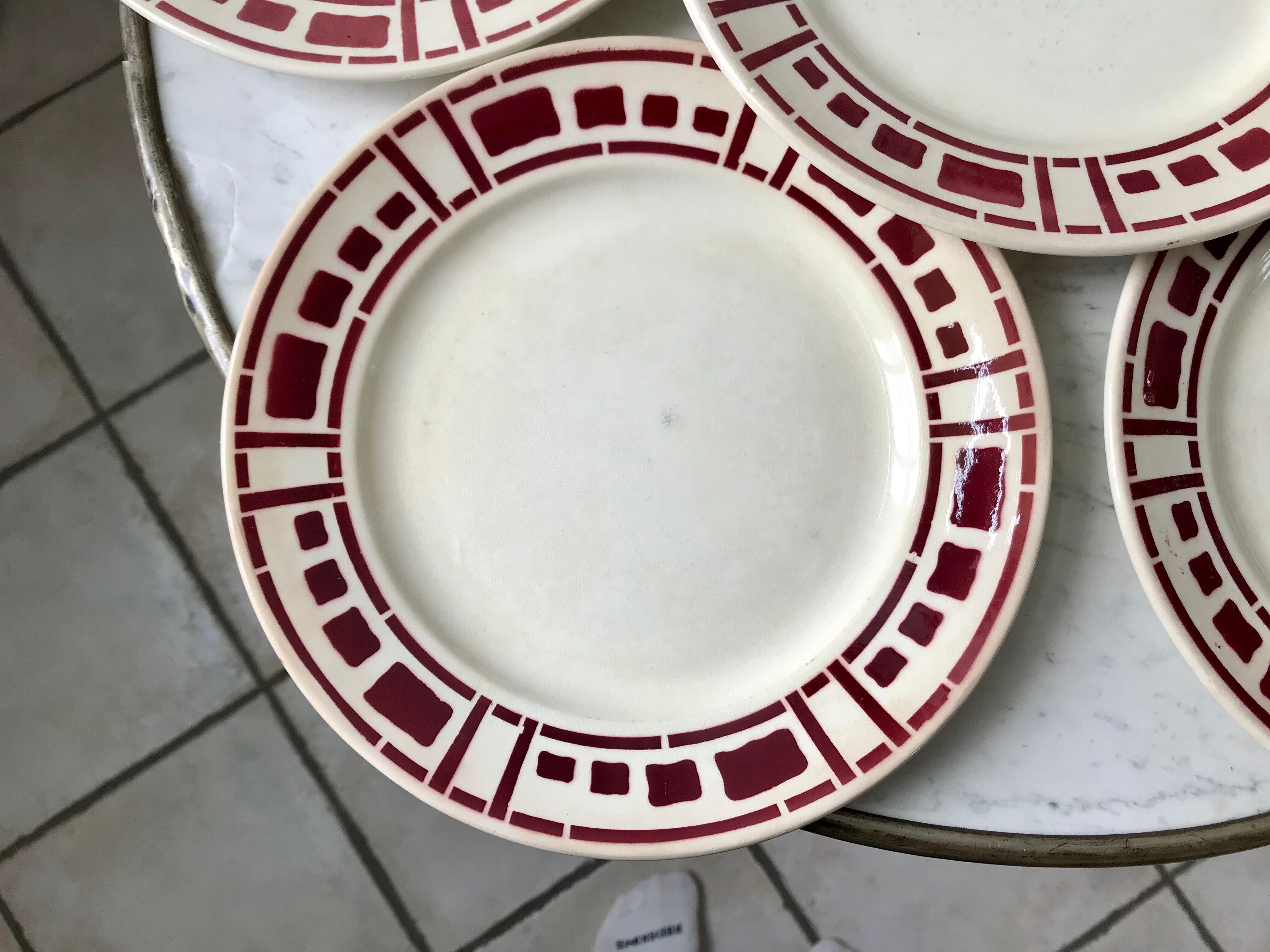 Set of 6 flat plates Badonviller model "Barbizon" 30s