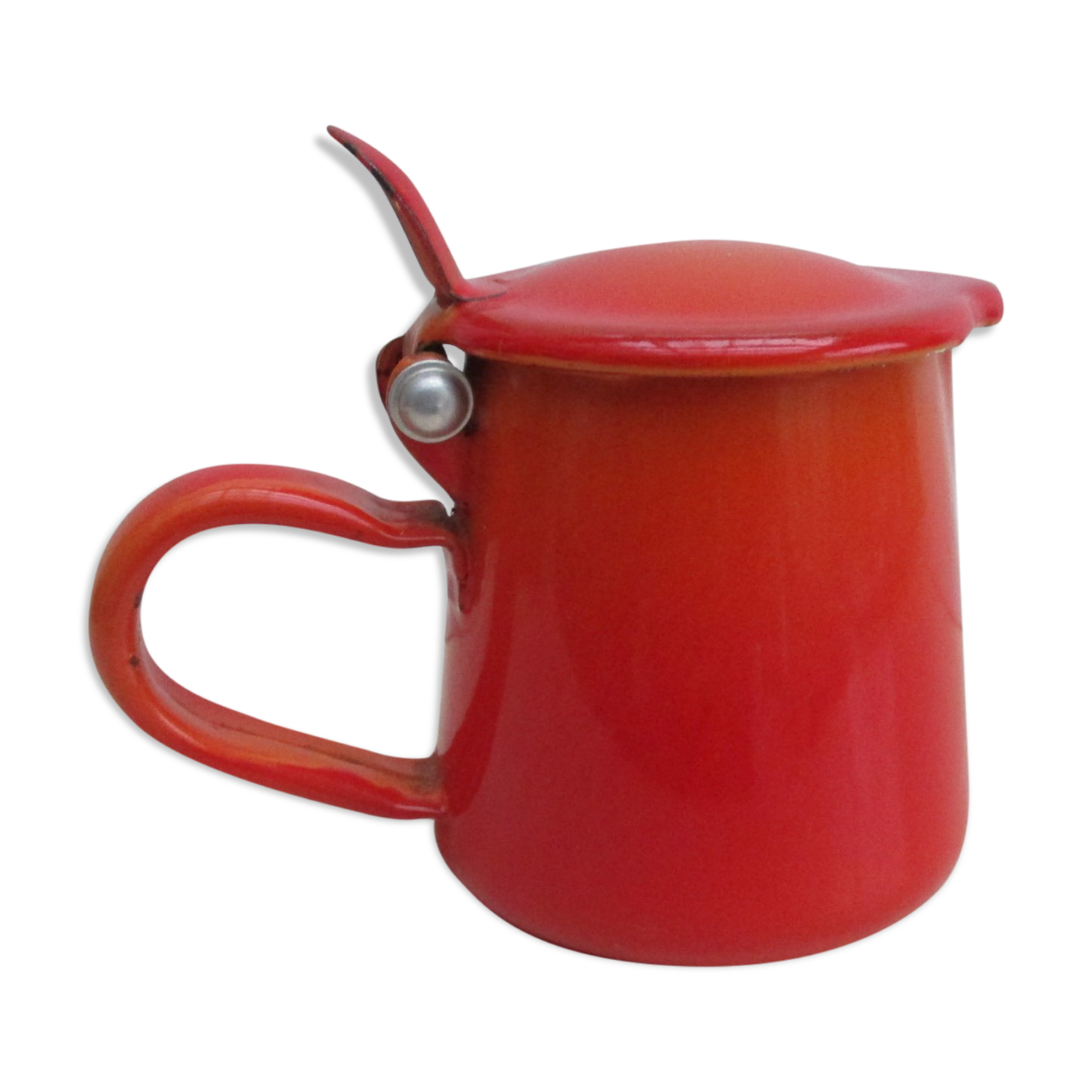 Pot en tôle émaillée avec couvercle- vintage