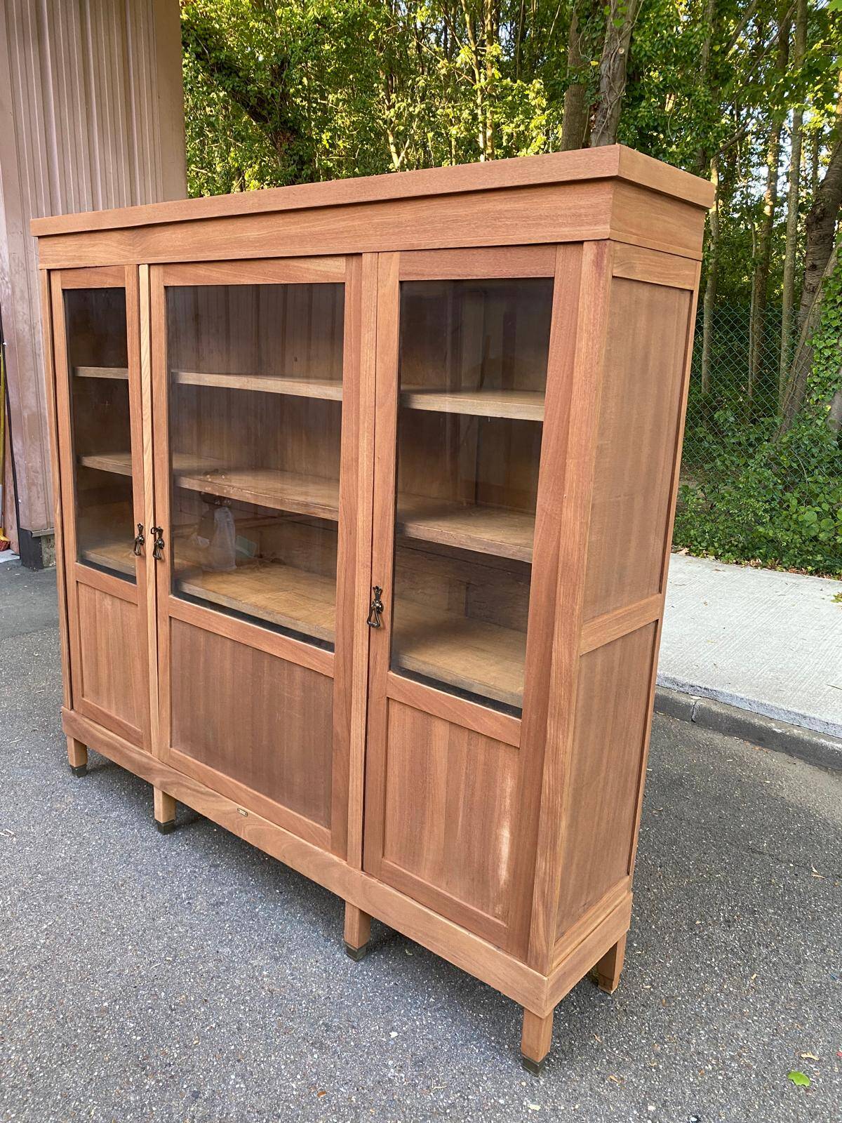 Large Art Deco Display Library stripped in solid mahogany 1930 200cm
