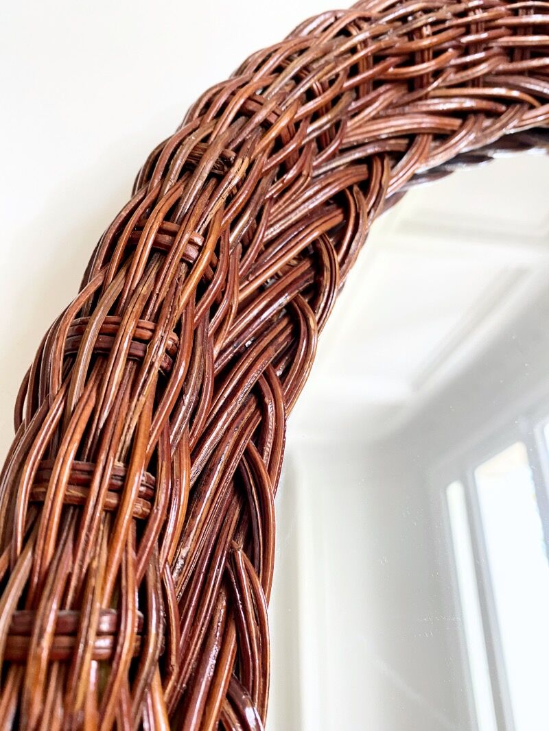 Oval mirror in braided wicker