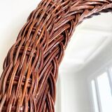 Oval mirror in braided wicker