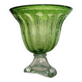 Large vintage green blown glass bowl