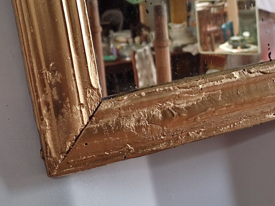 Mirror old plaster Frame gilded wood 25x31cm