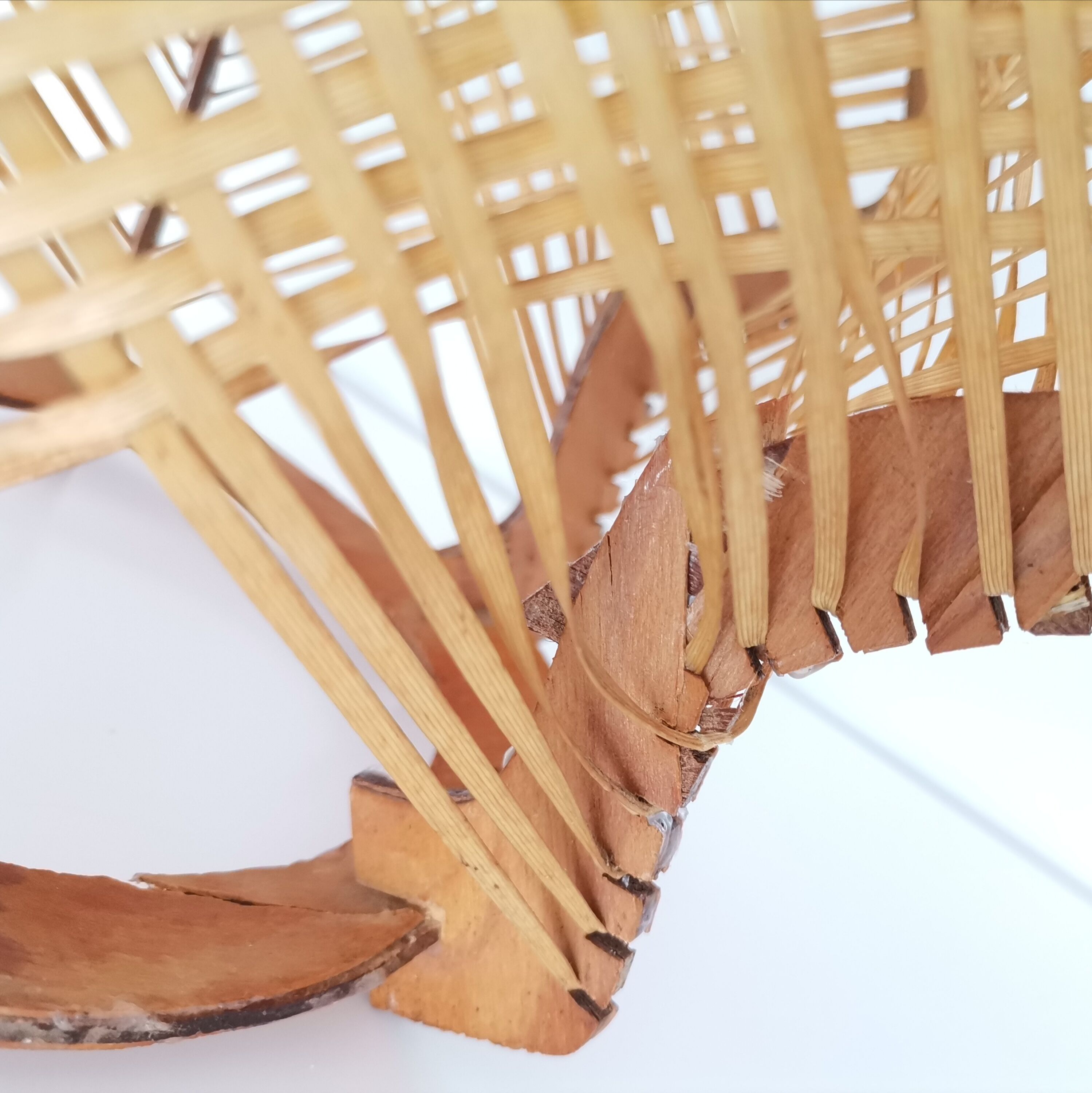 Vintage 60s Mid Century Modern wooden lamp shade for ceiling lamp