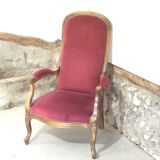 Voltaire red velvet armchair