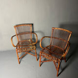 Pair of rattan armchairs 1930