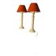 Pair of off-white lacquered wooden lamps 42x20