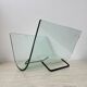 Porte-revues post-moderne en verre courbé Fiam Italy, années 1980