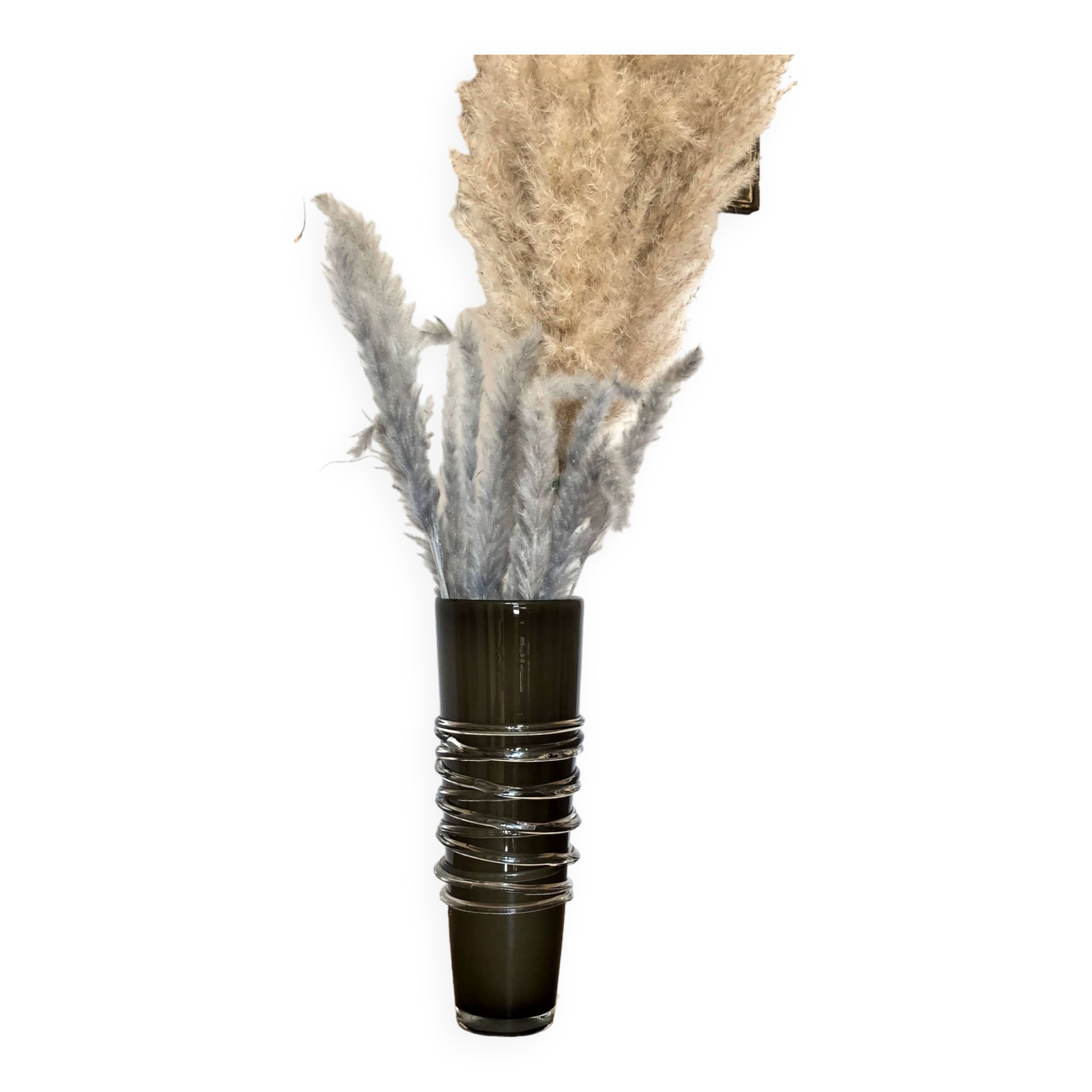 Vase en verre, vert / gris