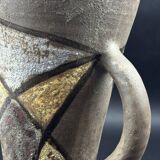 Pichet signé Alexandra Kostanda (1921-2011) Vallauris en grès émaillé années 60