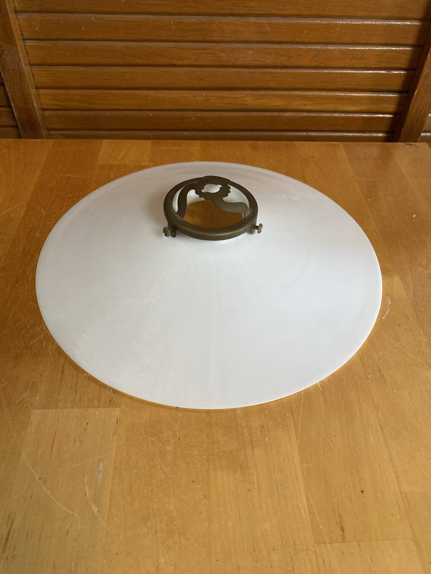 Vintage Suspension Old Shade Opaline White + Brass