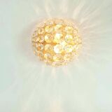 Mid Century Crystal Glass & Gilt Brass Wall Lamp from Palwa, Germany, 1970s