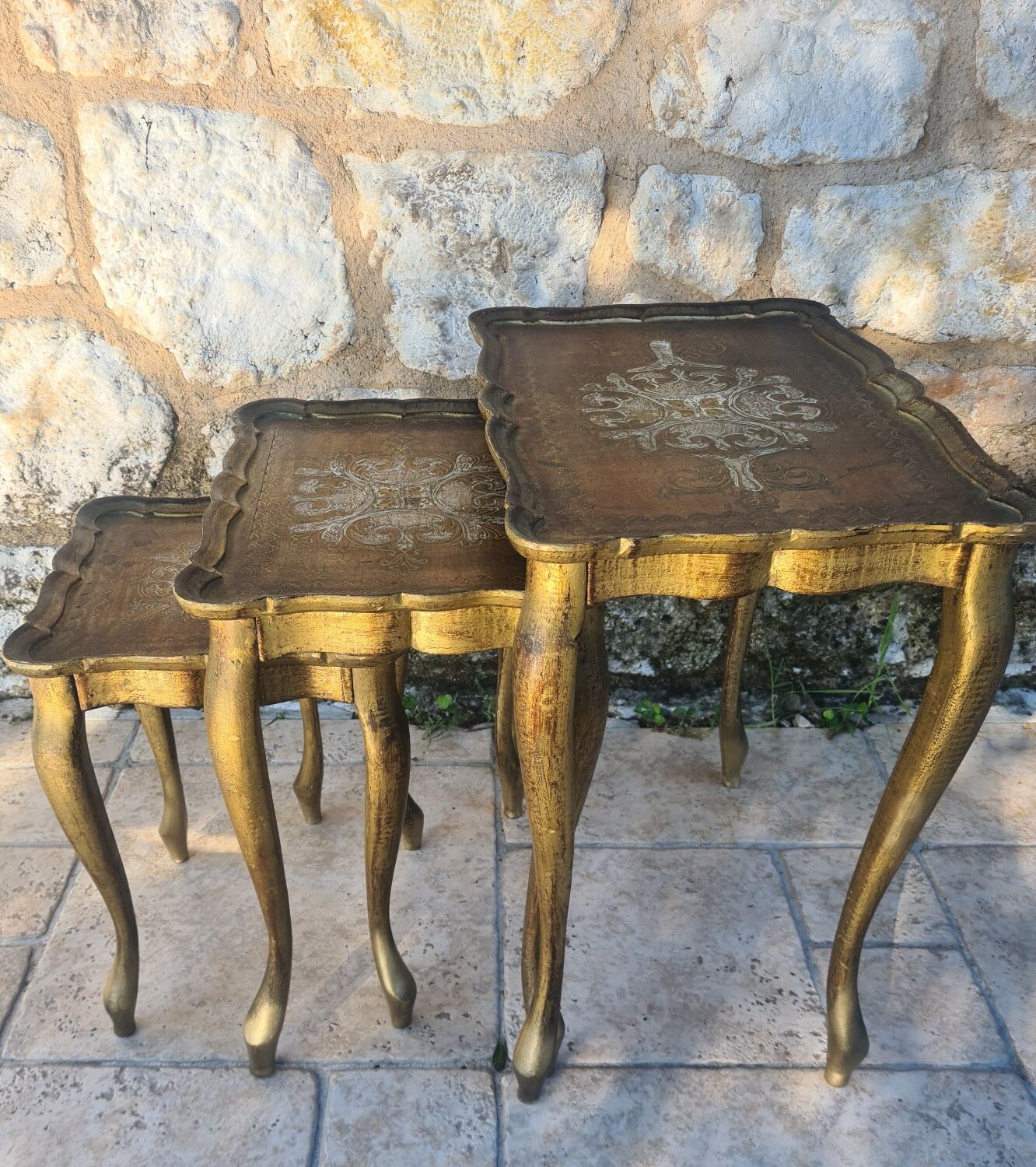 Painted wooden nesting table