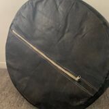 Vintage leather and snakeskin pouf