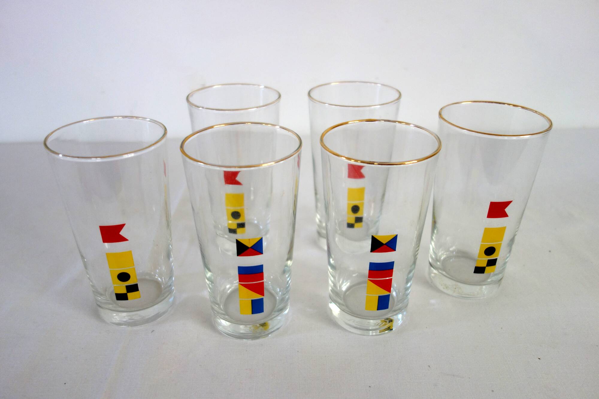Set of 6 vintage Mobil advertising glasses
