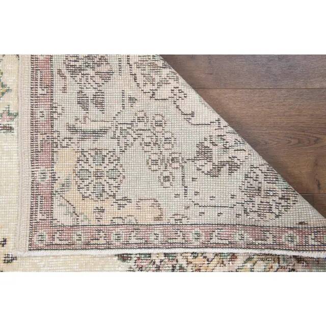 1970s Turkish Oushak Handmade Wool Cotton Beige Area Rug 120x207