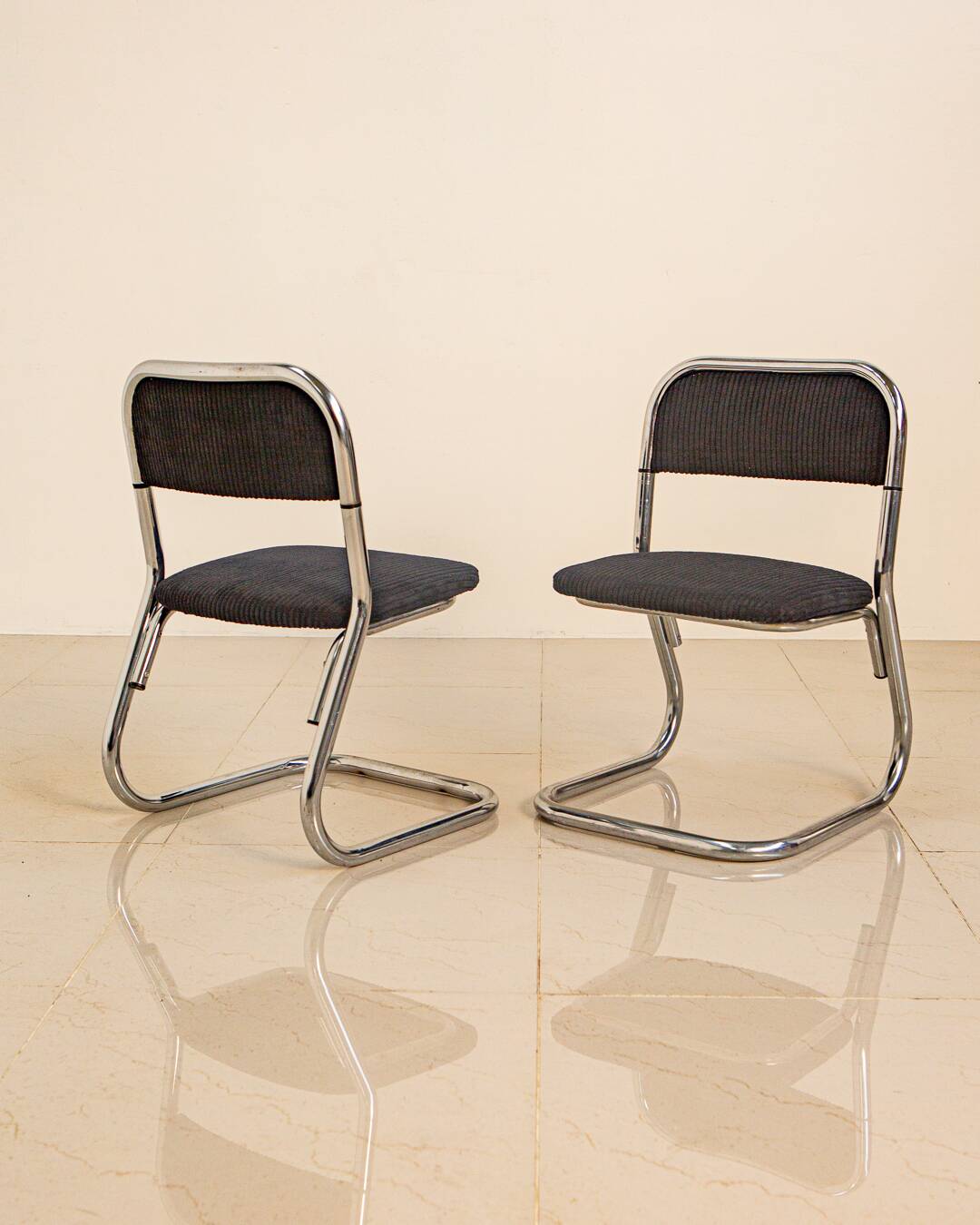 Set of 6 70's Italian tubular chairs