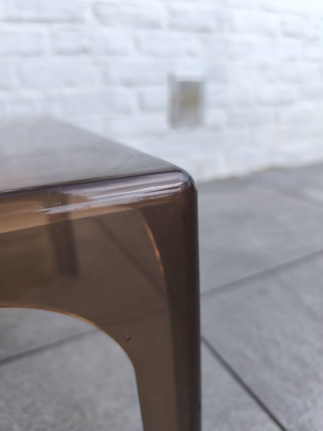 Smoked plexiglass side table