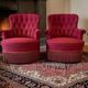 Set de 2 fauteuils cocktail vintage / fauteuils individuels avec franges