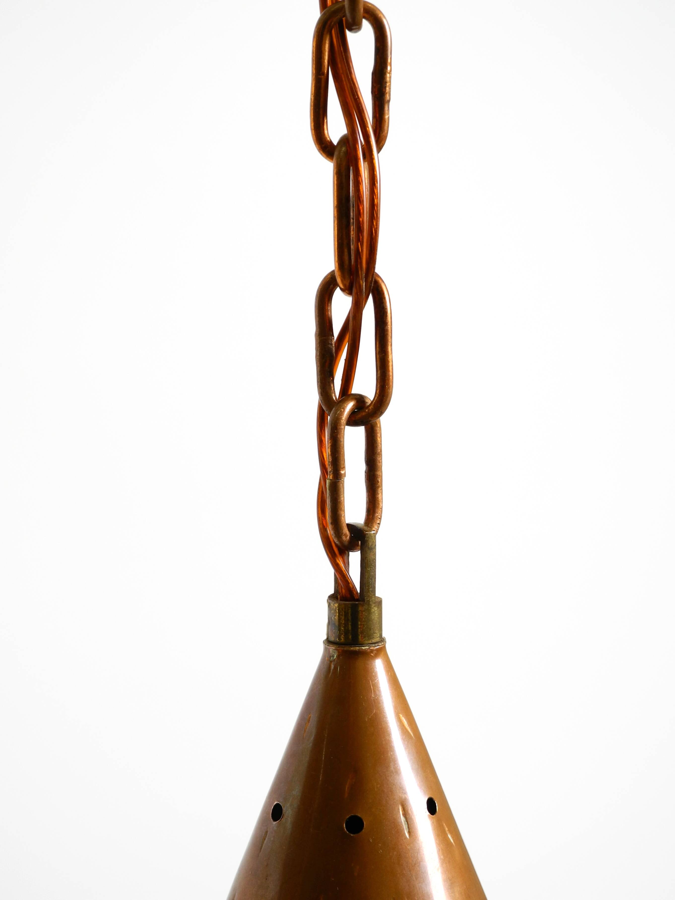 1960s cone pendant lamp in copper by th. valentiner copenhagen denmark