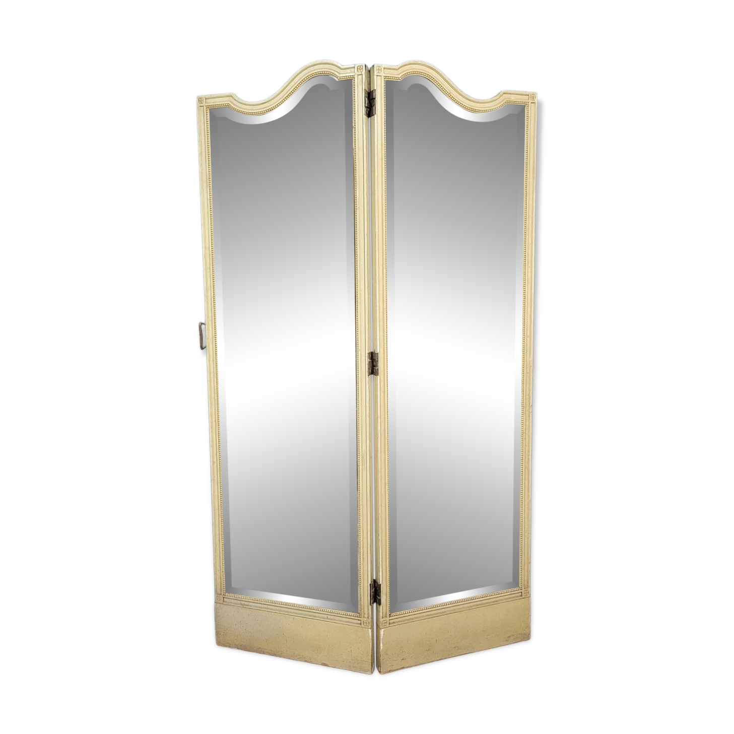 Very large Louis XVI style mirrored screen in lacquered wood circa 1860-1880