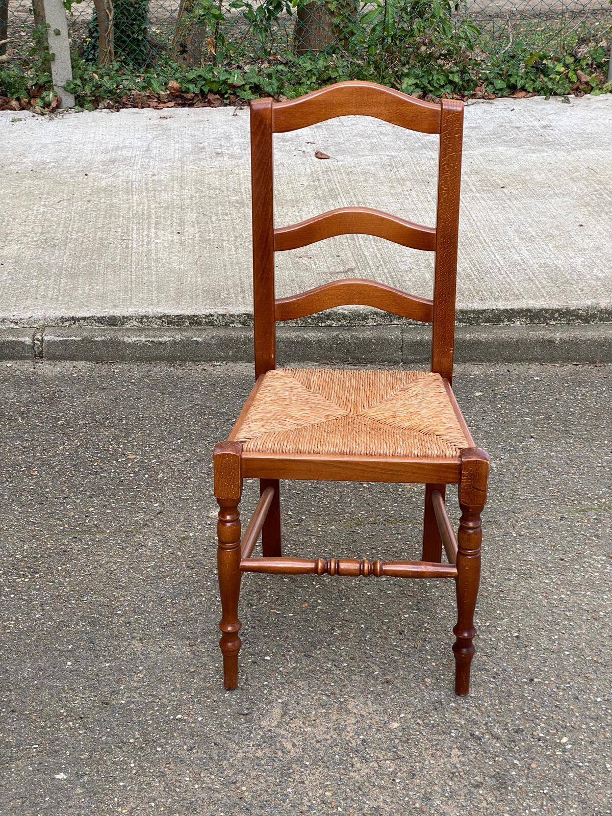 Solid oak chair with rush seat farmhouse style