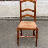 Solid oak chair with rush seat farmhouse style