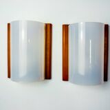 Pair of pine and methacrylate wall lights, Spain 1980