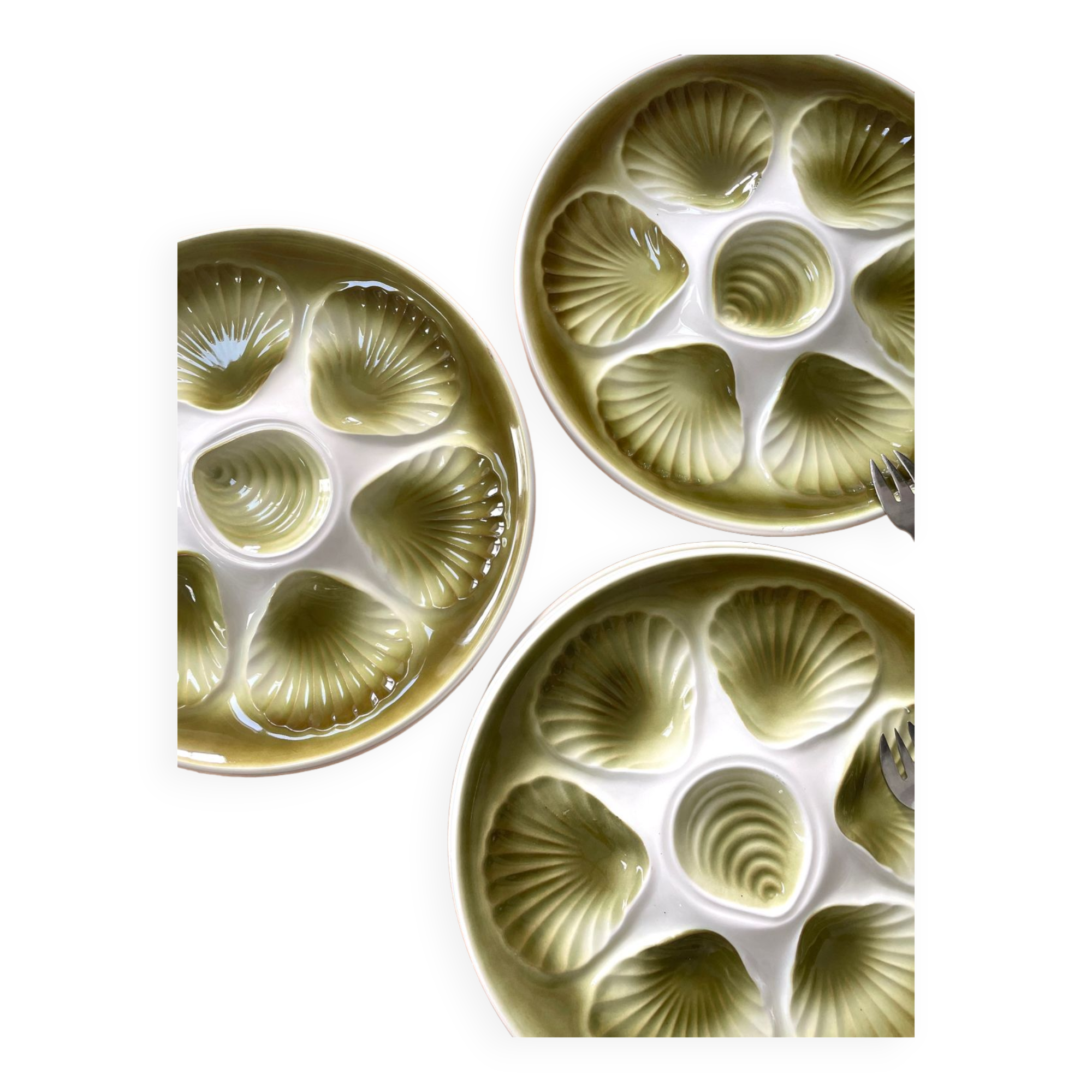 Lot de 6 Assiettes huîtres Moulin des Loups