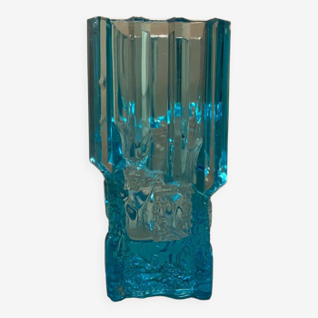 Vase en verre bleu Art Déco