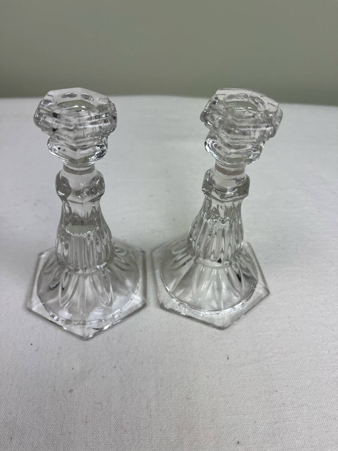 Pair of glass candlesticks