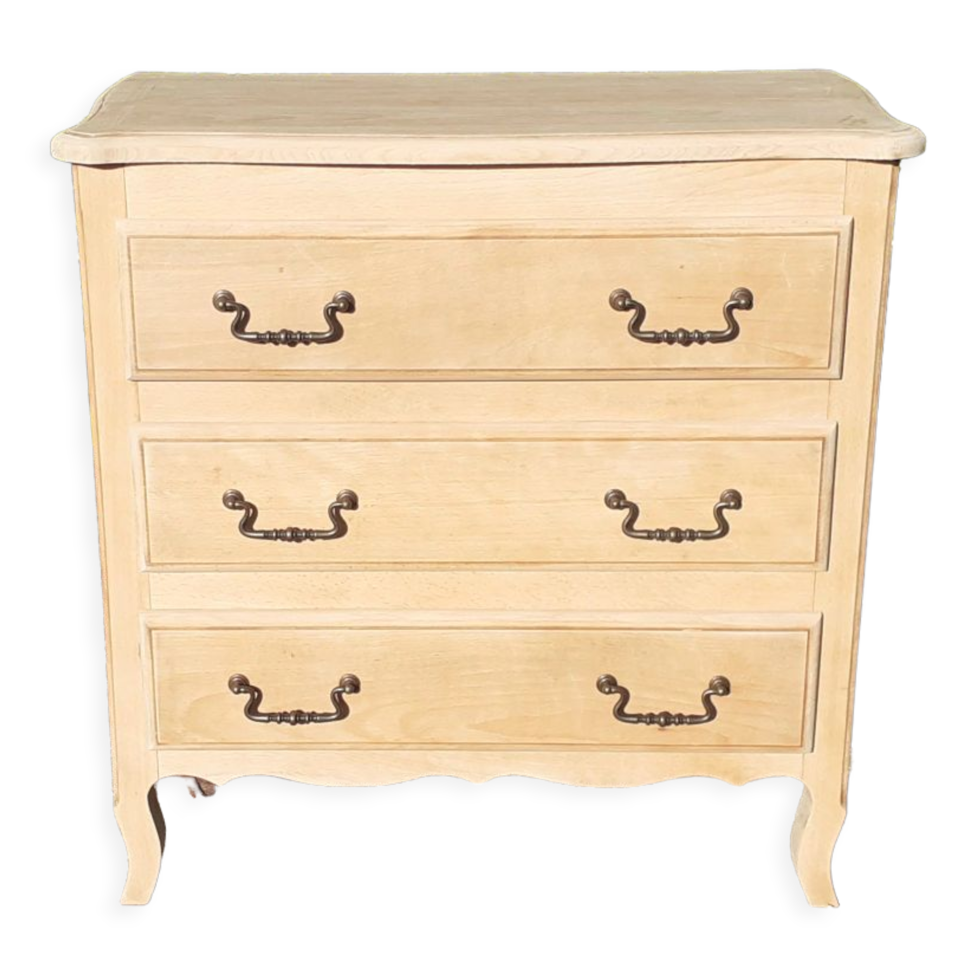 Commode 3 tiroirs style Louis XV en chêne massif bois brut