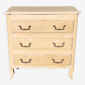 Chest of drawers 3 drawers Louis xv style solid oak raw wood