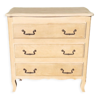 Chest of drawers 3 drawers Louis xv style solid oak raw wood