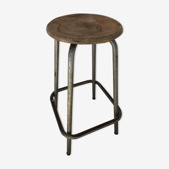 Metal and wooden bar stool