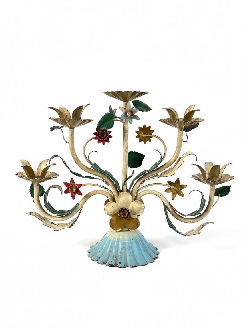 Vintage painted metal candle holder – Italy, 1950s-1960s