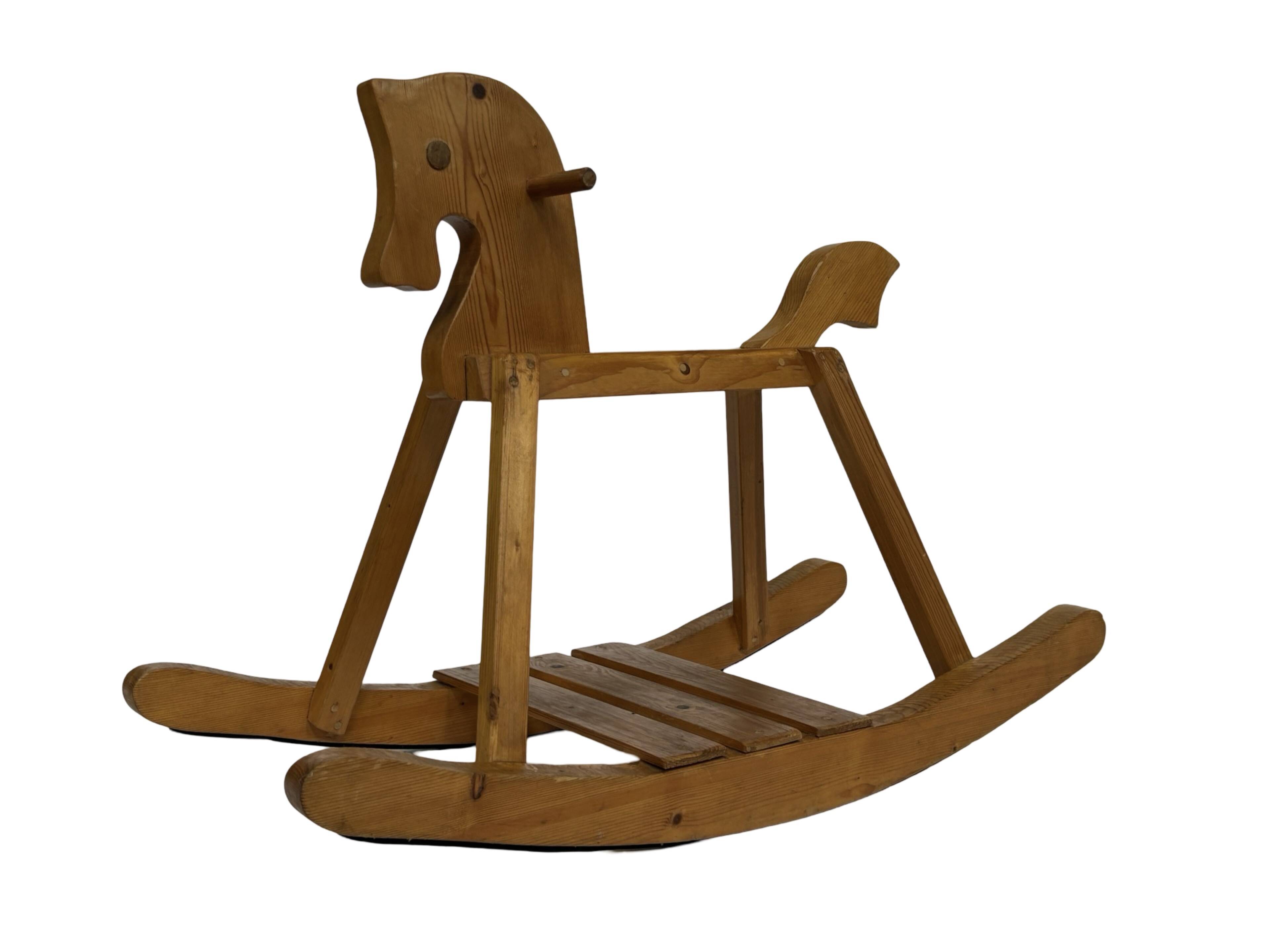 Vintage rocking horse 60s pinewood design minimalist design