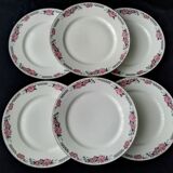 Set de 6 assiettes plates anciennes en porcelaine   Art Déco