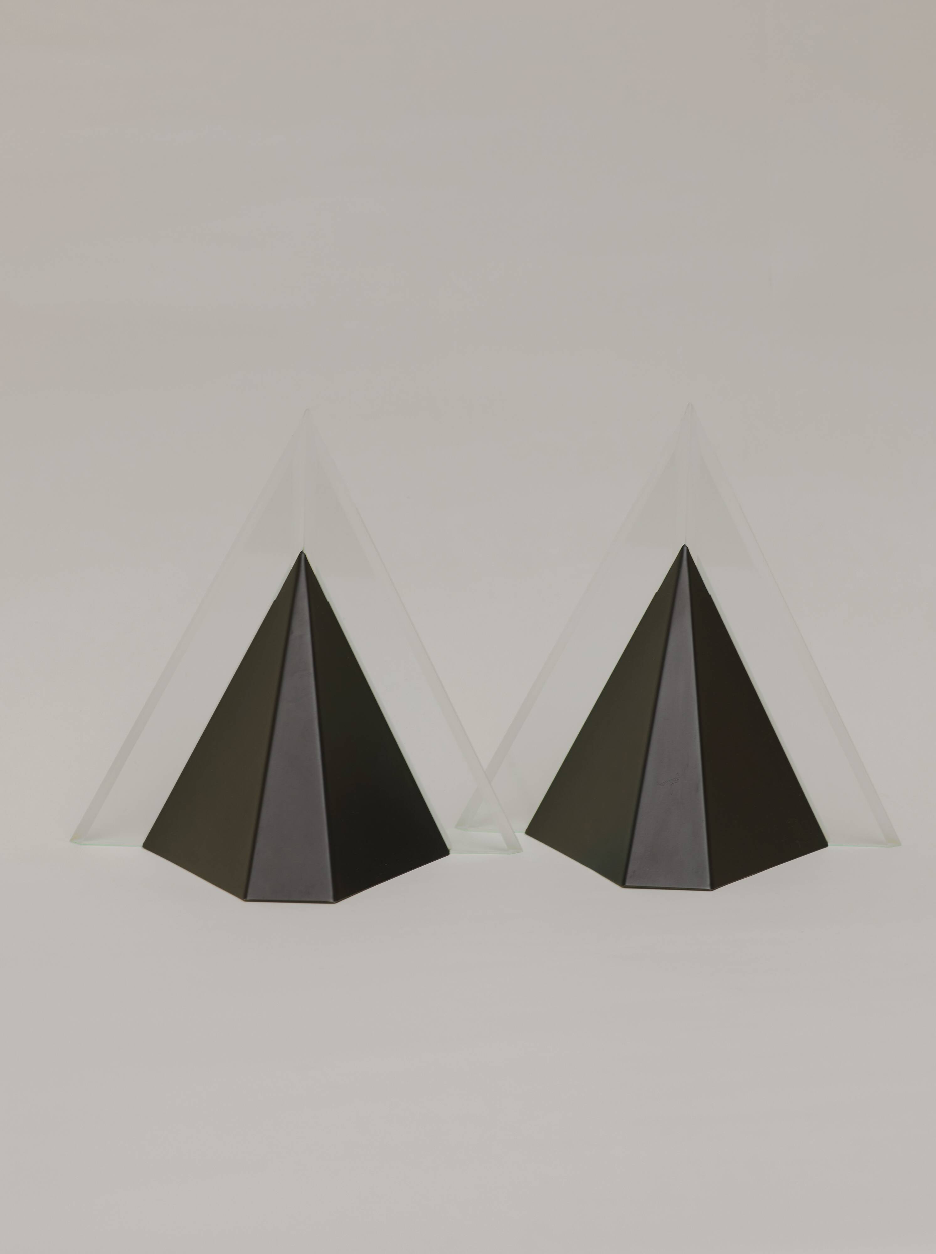 Pair of Postmodern Memphis Metal and Lucite Diamond Sconces Circa 1980