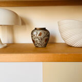 Vintage enamelled brass vase